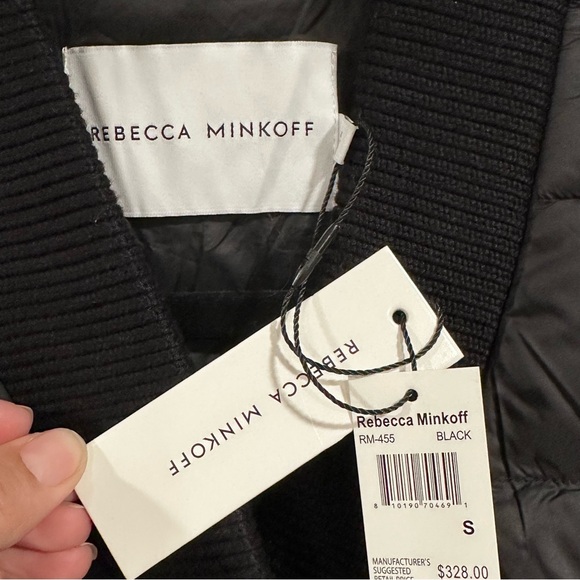 REBECA MINKOFF Women's Black Water Resistant Ribber Trim Puffer Jacket Sz S NWT - Picture 8 of 12